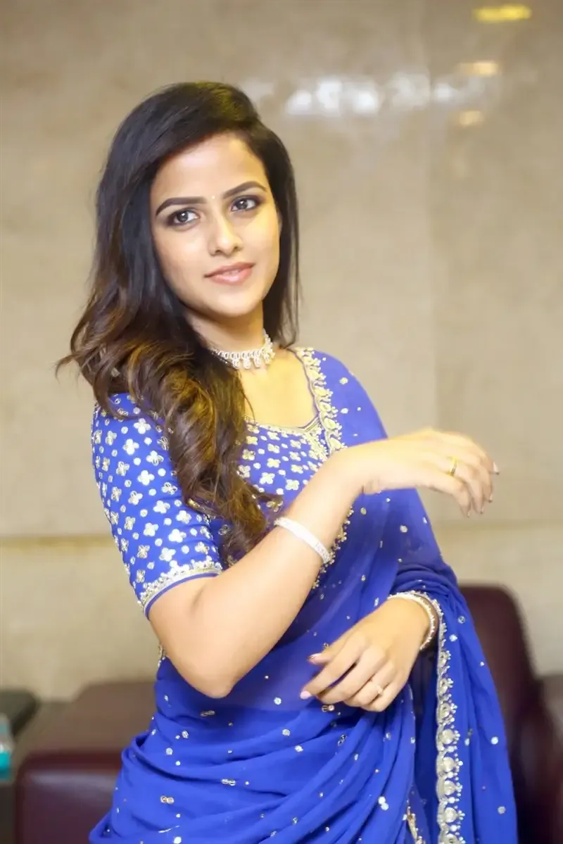 ACTRESS VAISHNAVI CHAITANYA IN BLUE SAREE AT BABY MOVIE PRE RELEASE EVENT 3